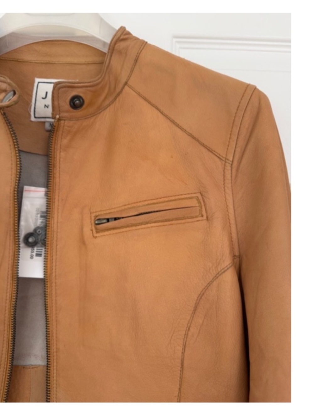 JKT Cropped Vespa Patina Leather Jacket in Au Lait Size M NWT - Picture 6 of 10